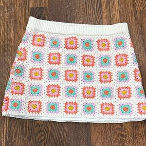 Art Class Multicolor Crochet Mini Skirt